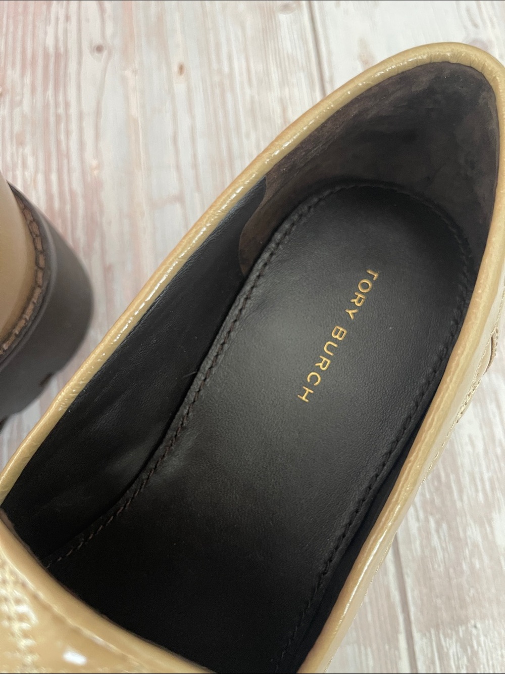 $685 NEW Tory Burch Mini Every Chunky Loafer Size 8.5 Beige Nude Quilted TB logo - Picture 15 of 16